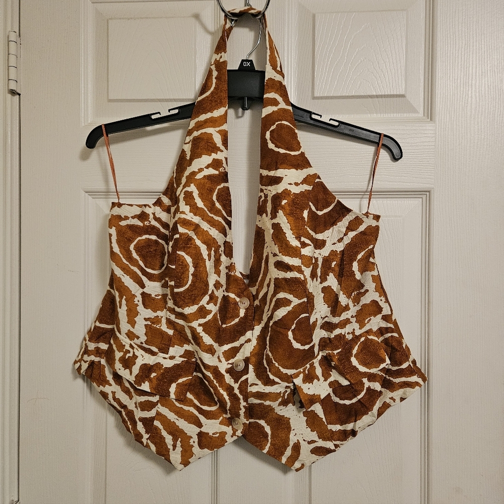 Orand & White Halter Top